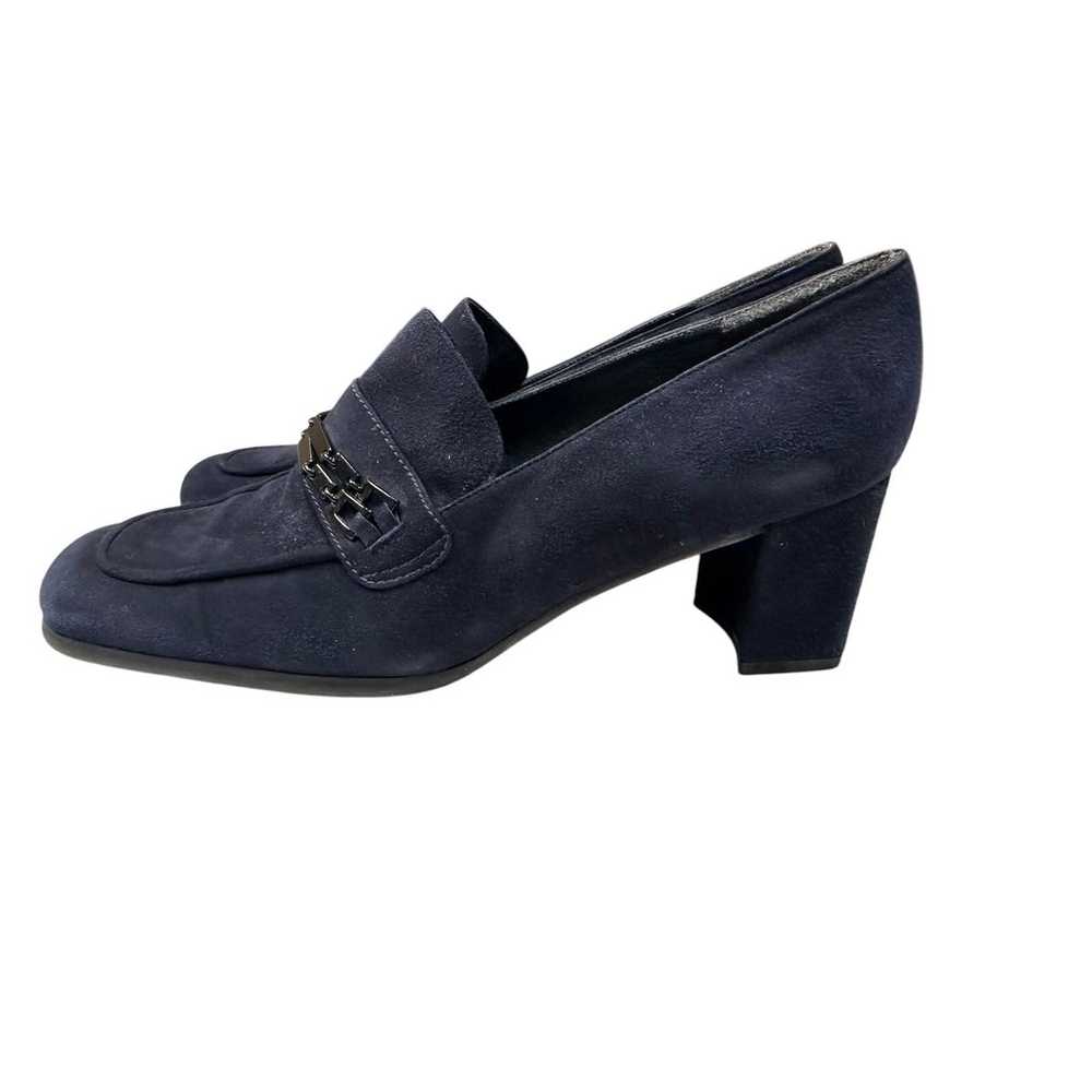 Stuart Weitzman Suede Block Heel Loafer Pumps Siz… - image 1