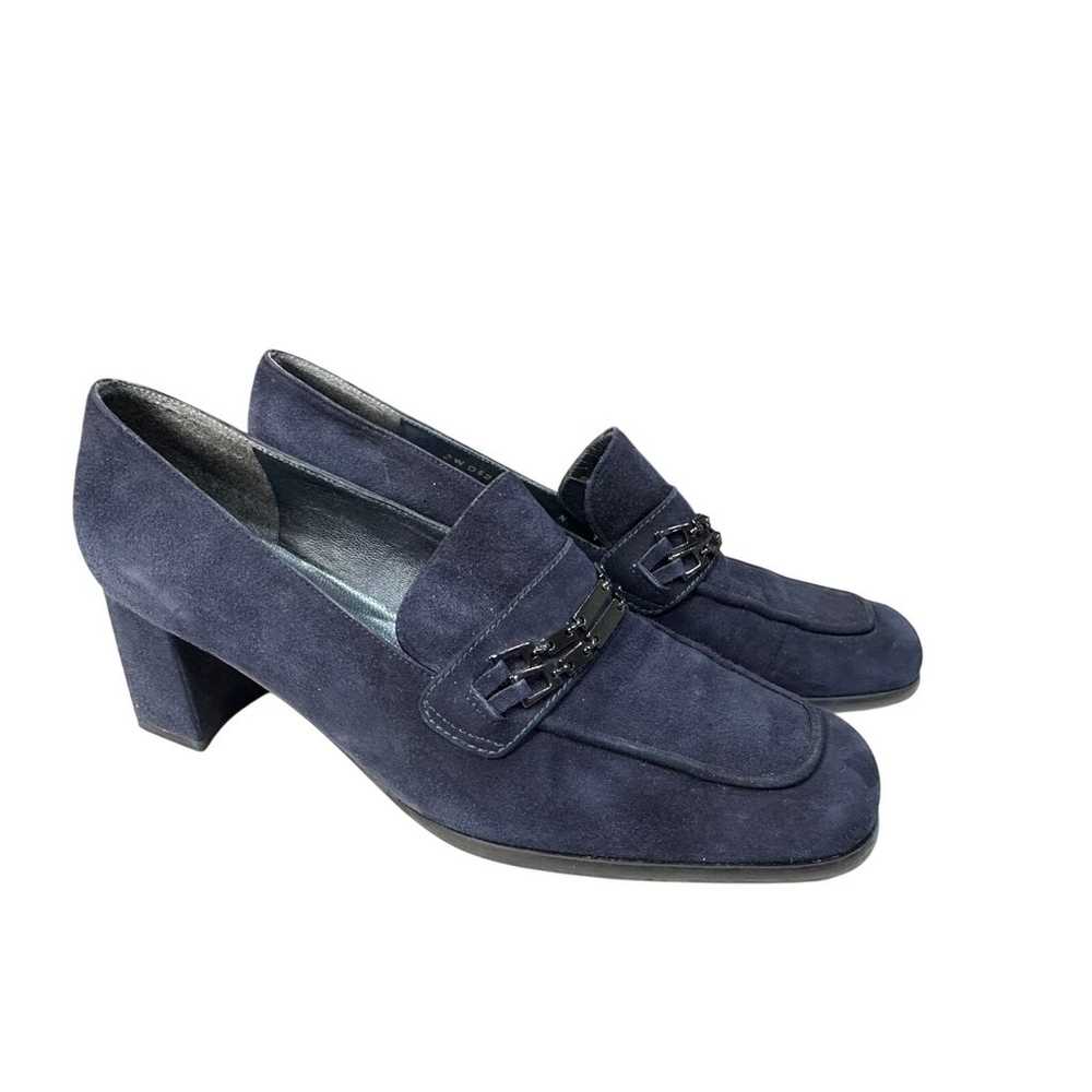 Stuart Weitzman Suede Block Heel Loafer Pumps Siz… - image 3