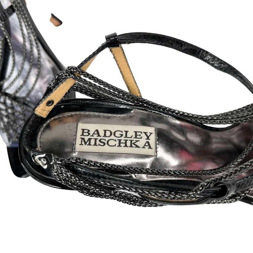 Badgley Mishka Heel 9M Black Patent Silver Chains… - image 6