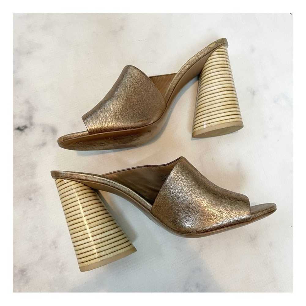 Mercedes Castillo Kuri Metallic Heeled Slide Sand… - image 1