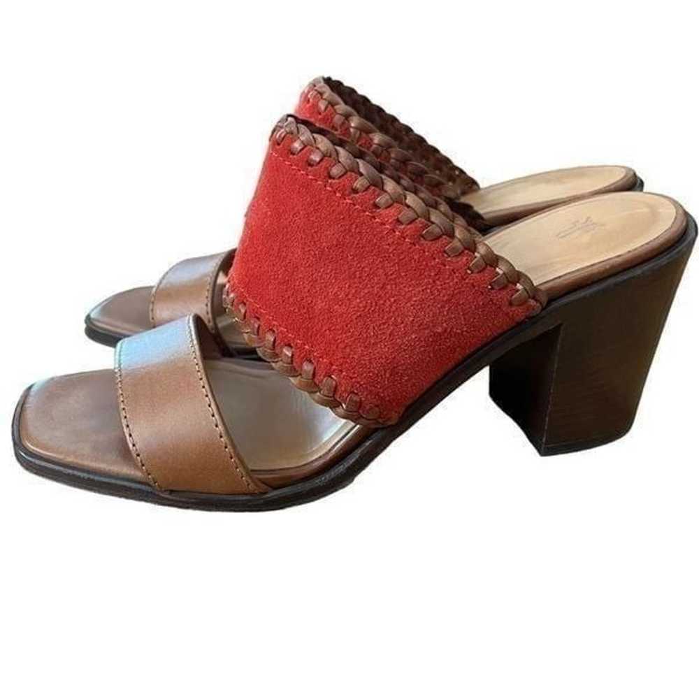 Frye Ashley Mule Heel Sandal Red Suede Leather Si… - image 2