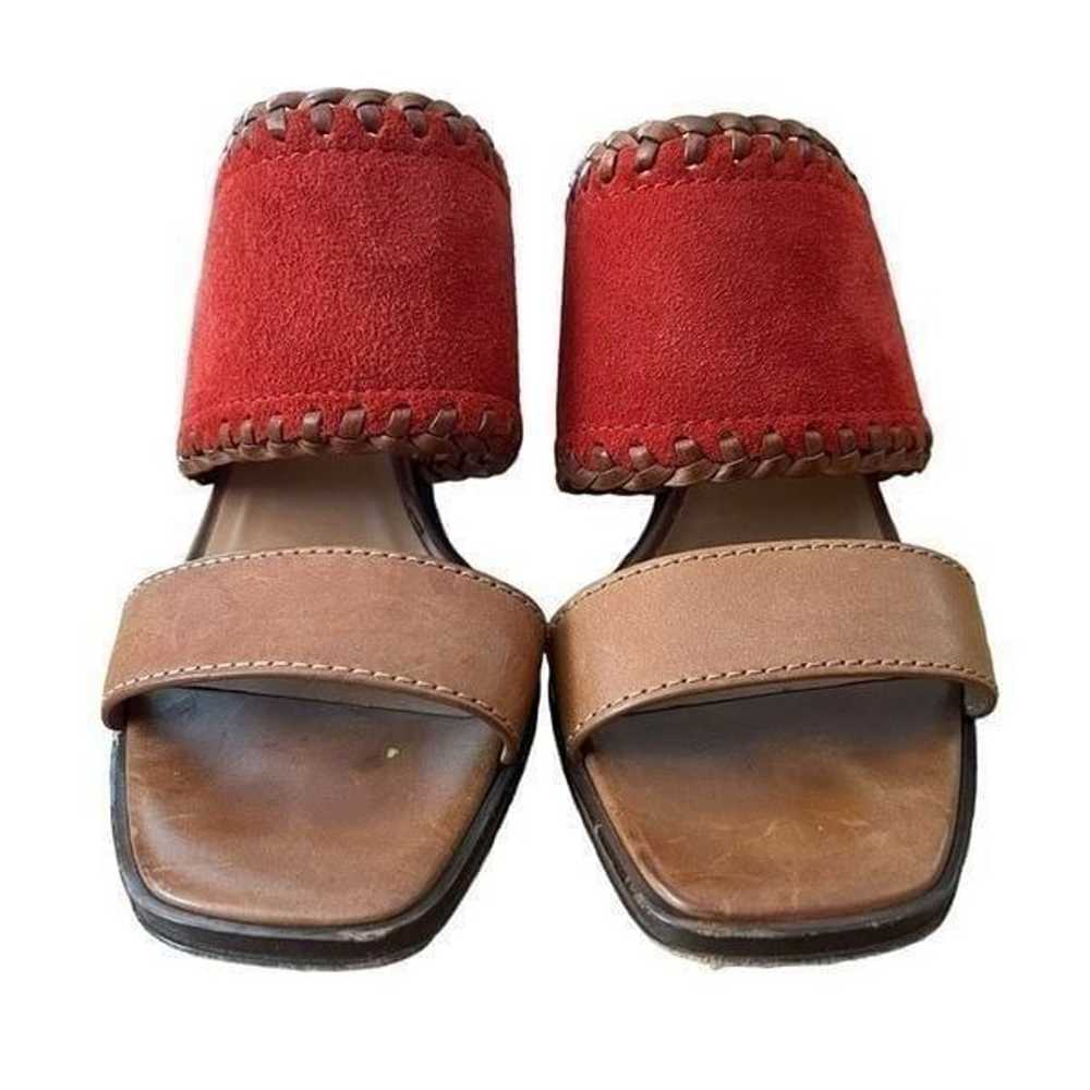 Frye Ashley Mule Heel Sandal Red Suede Leather Si… - image 3