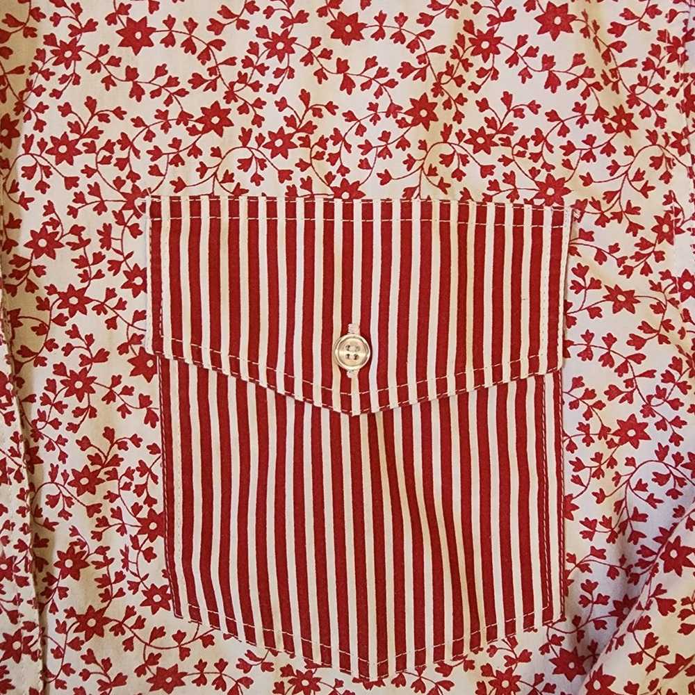 Vintage Cristina Red And White Floral Button Down… - image 2