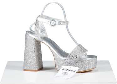 Larroude Metallic Dolly Crystal Platform Heels UK… - image 1