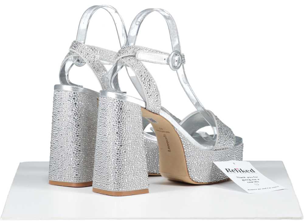 Larroude Metallic Dolly Crystal Platform Heels UK… - image 3