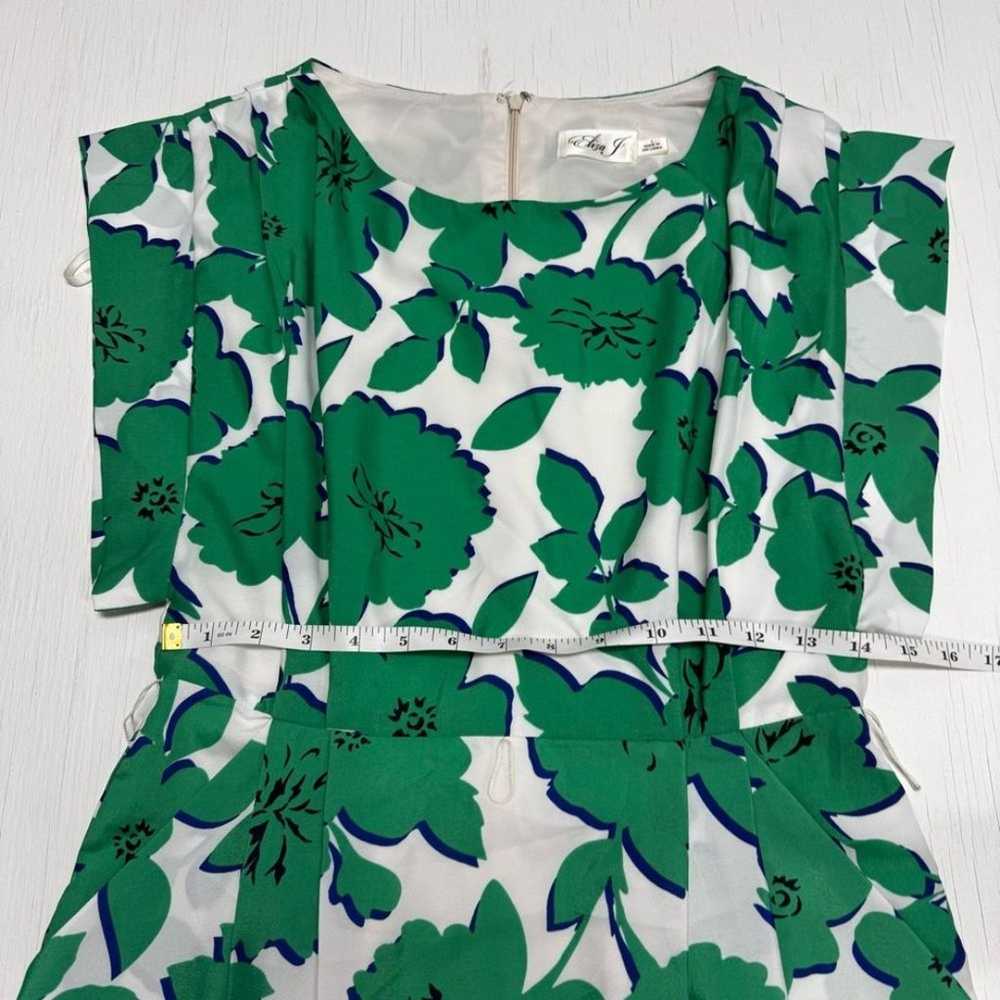 Eliza J Short Sleeve Floral Green Dress Size 4 - image 6