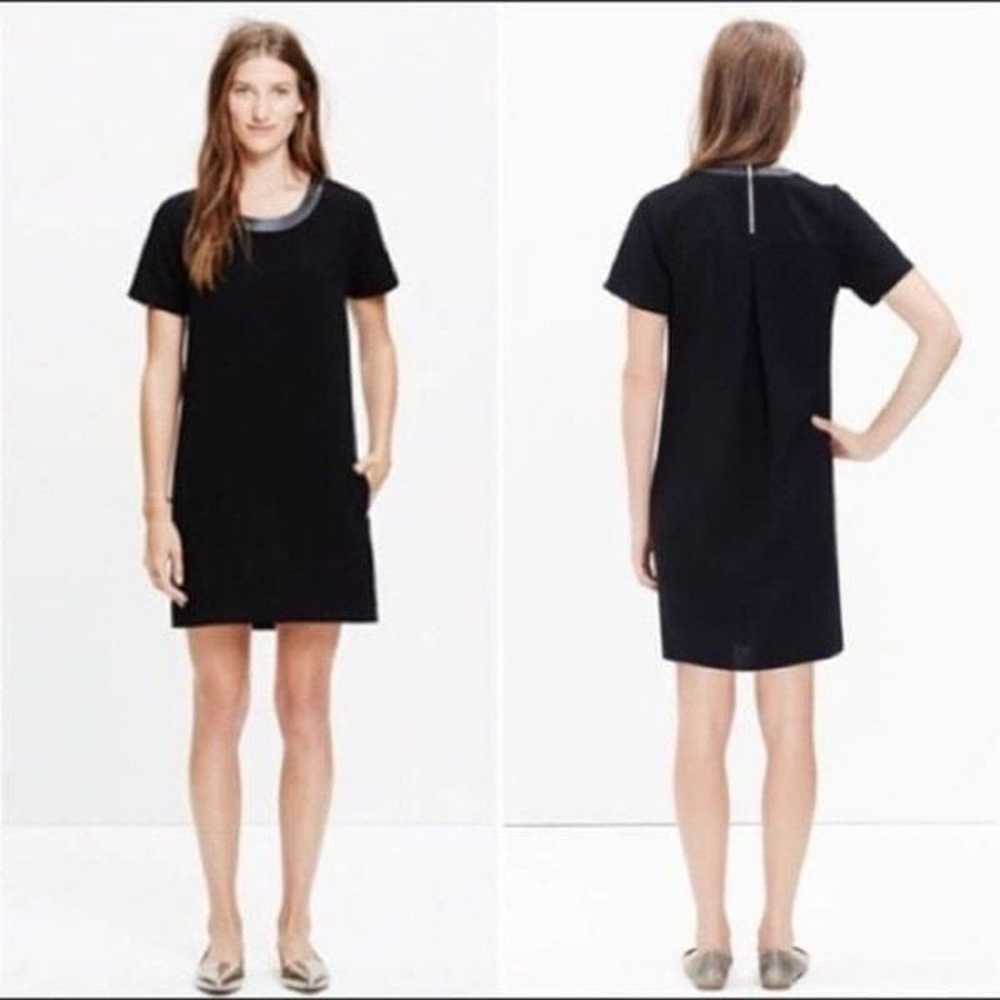 MADEWELL Leather Trimmed Shift Dress Sz Small - image 1