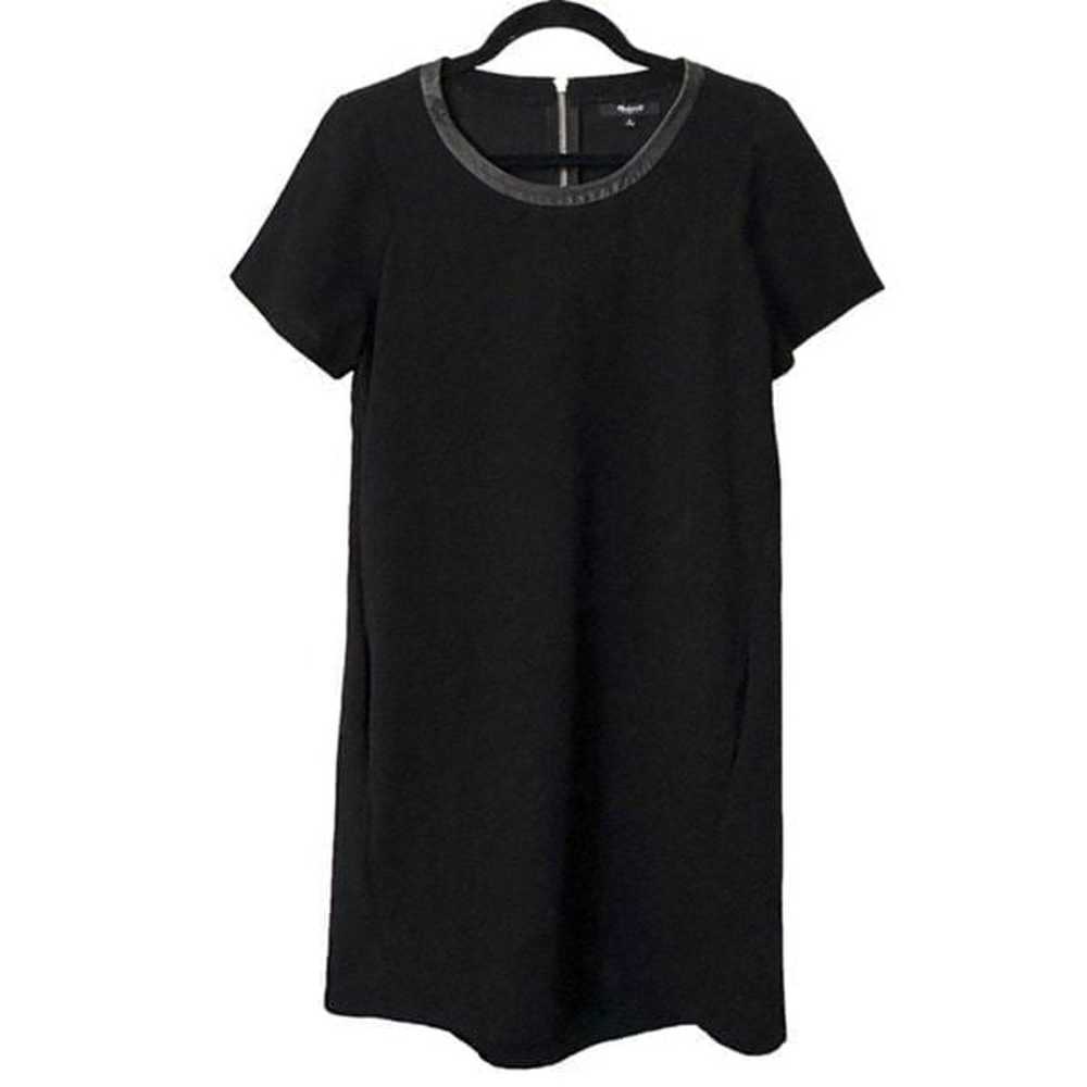 MADEWELL Leather Trimmed Shift Dress Sz Small - image 2