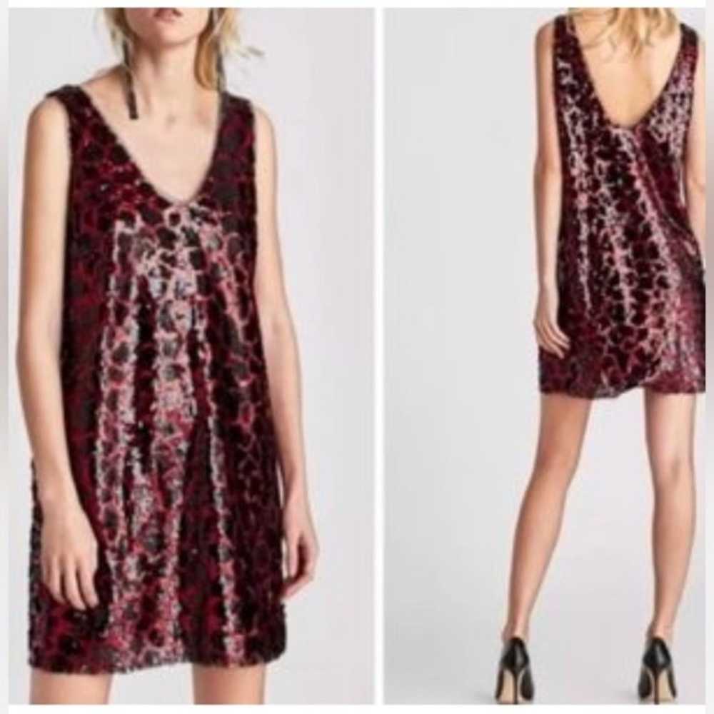 Zara red and black animal print sequin sleeveless… - image 2