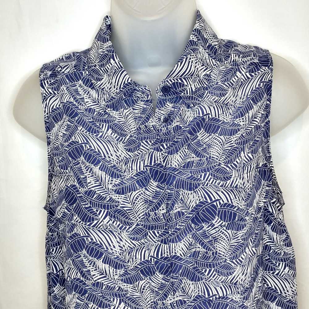 Equipment Femme Silk Blue and White Palm Print Sl… - image 2