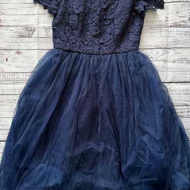 Chi Chi London Navy Lace Midi Dress