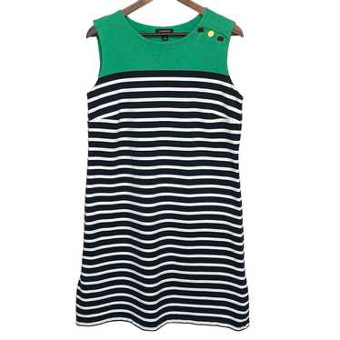 Lands' End Shift Dress Women Size L Blue Striped … - image 1