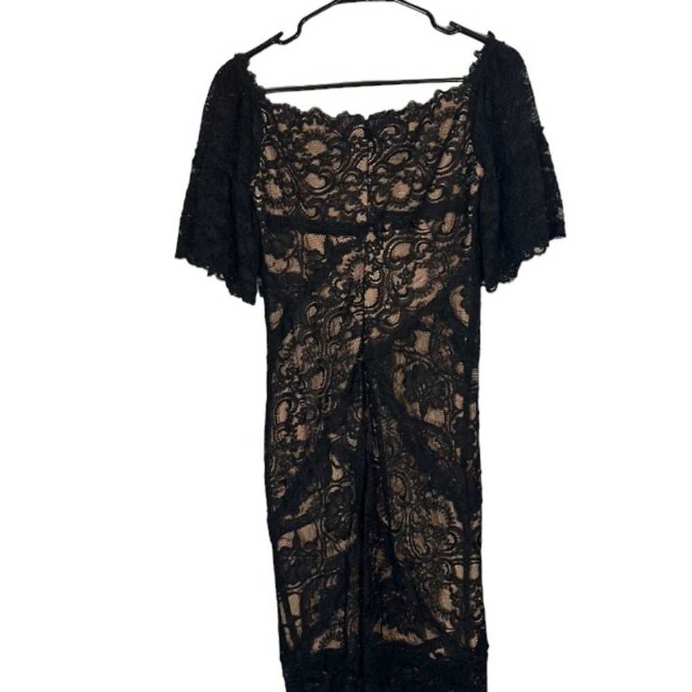 Nicole Miller Black & Beige Lace Overlay Short Sl… - image 2