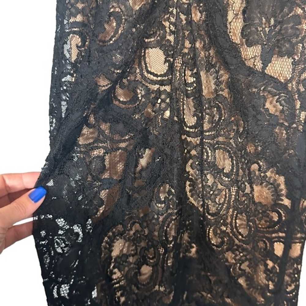 Nicole Miller Black & Beige Lace Overlay Short Sl… - image 8