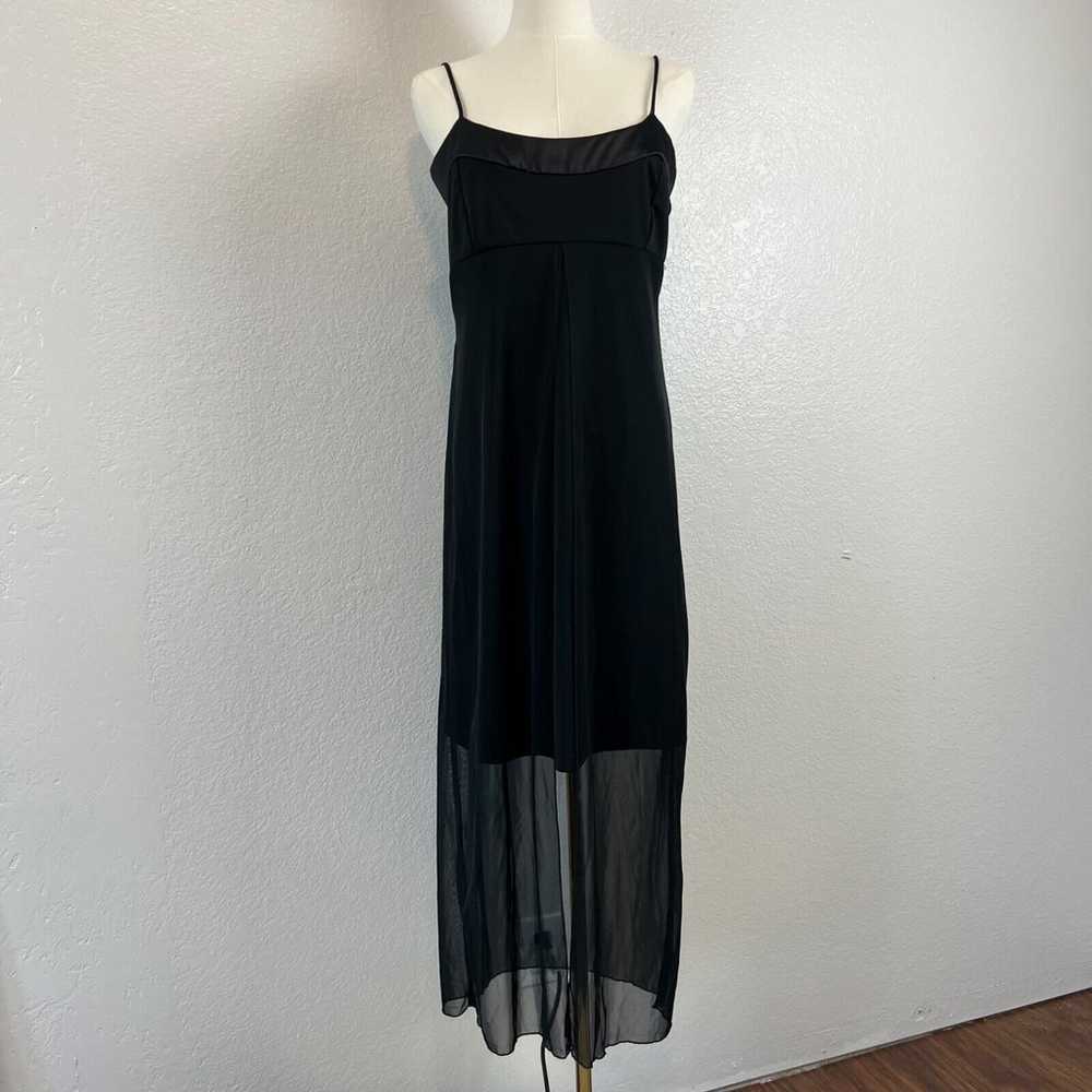 VTG Y2K Savvy Dress Womens M Black Chiffon Overla… - image 1