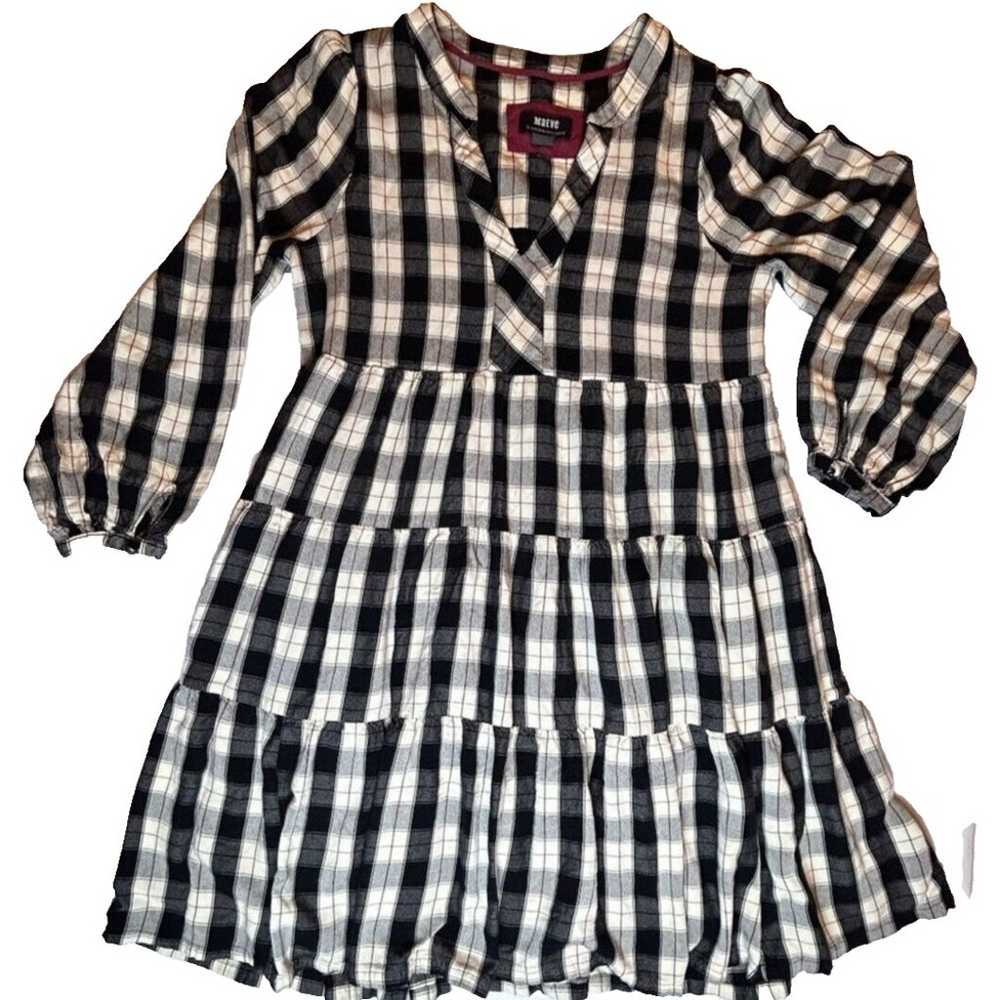 Anthropologie Maeve Amber Plaid White Black Tiere… - image 1