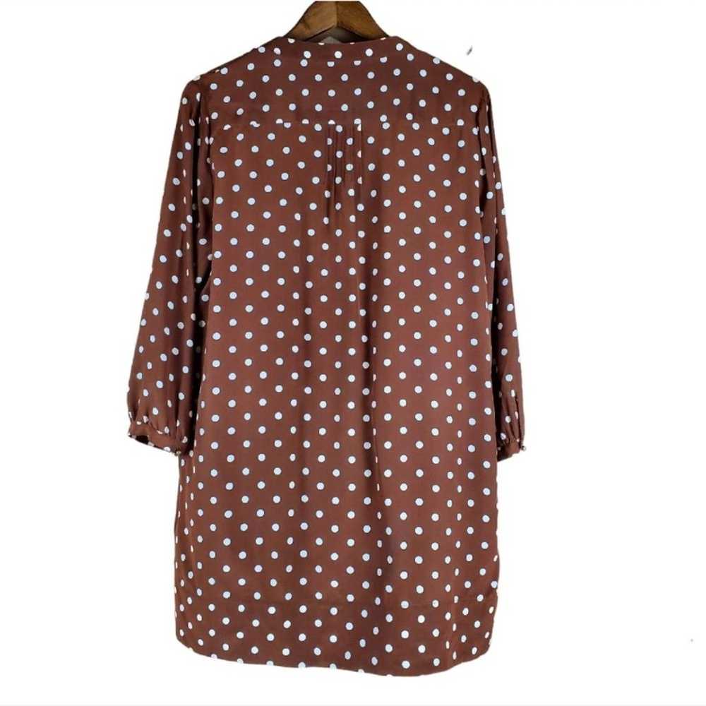 FOSSIL Brown with White Polka Dot 3/4 Sleeves V-N… - image 2