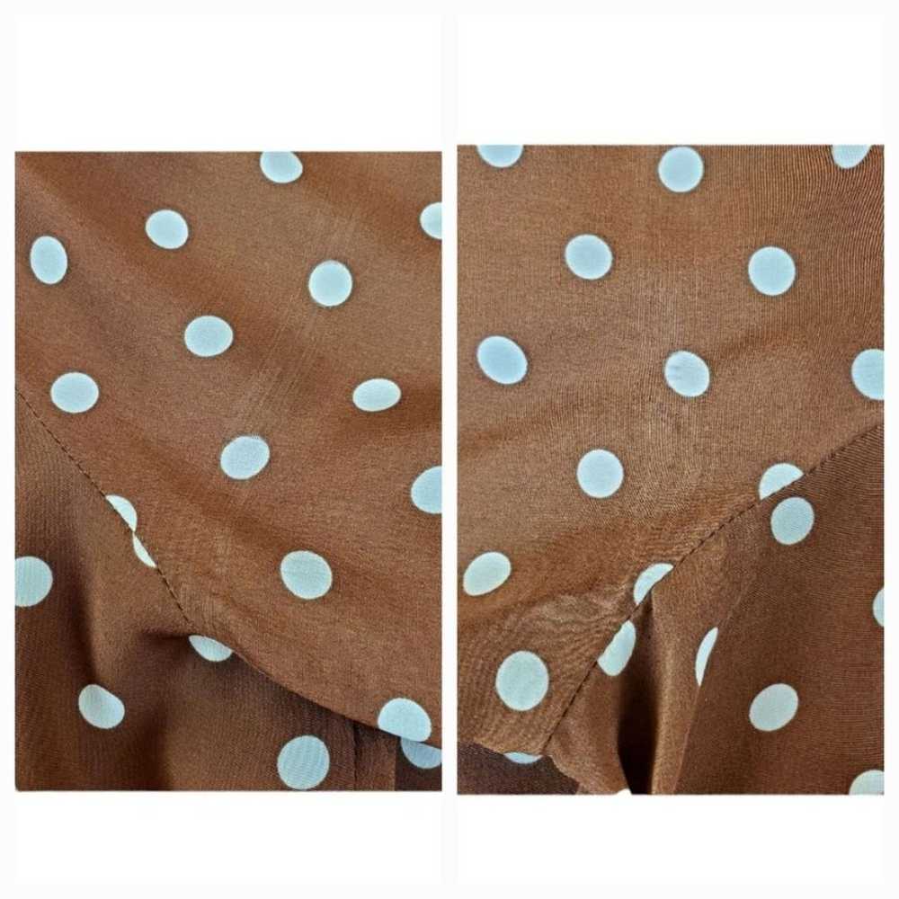 FOSSIL Brown with White Polka Dot 3/4 Sleeves V-N… - image 8