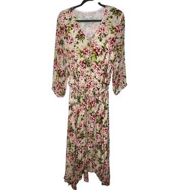 J Jill Women’s Floral High-Low Wrap Dress Size XL… - image 1