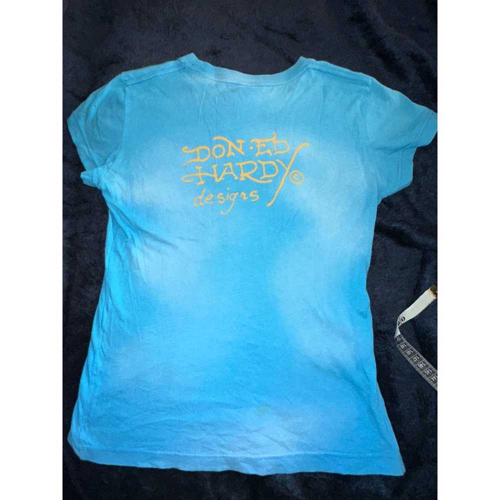 VINTAGE ED HARDY SKY BLUE/TURQUOISE CLOUDS DRAGON… - image 7