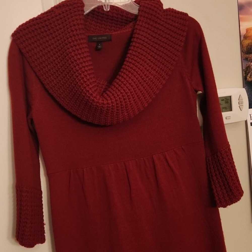 The Limited Red Cowlneck Elbow-Sleeve Dress Size S - image 3