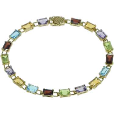 10K Emerald Cut Gemstone Rainbow Bracelet Bracele… - image 1