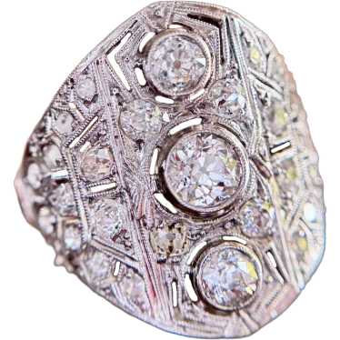 Art Deco 2 ctw Diamond Platinum Ring