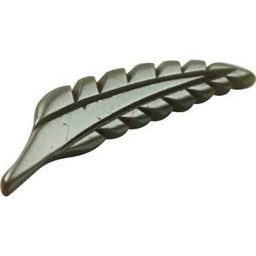 1940s Carved Bakelite Leaf Brooch Pin