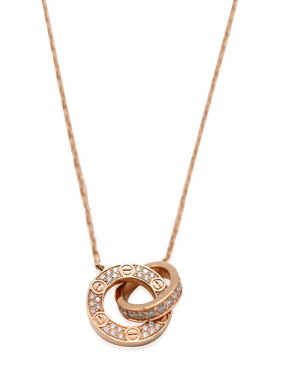 Cartier Love Diamond Necklace In 18K Rose Gold 0.… - image 1