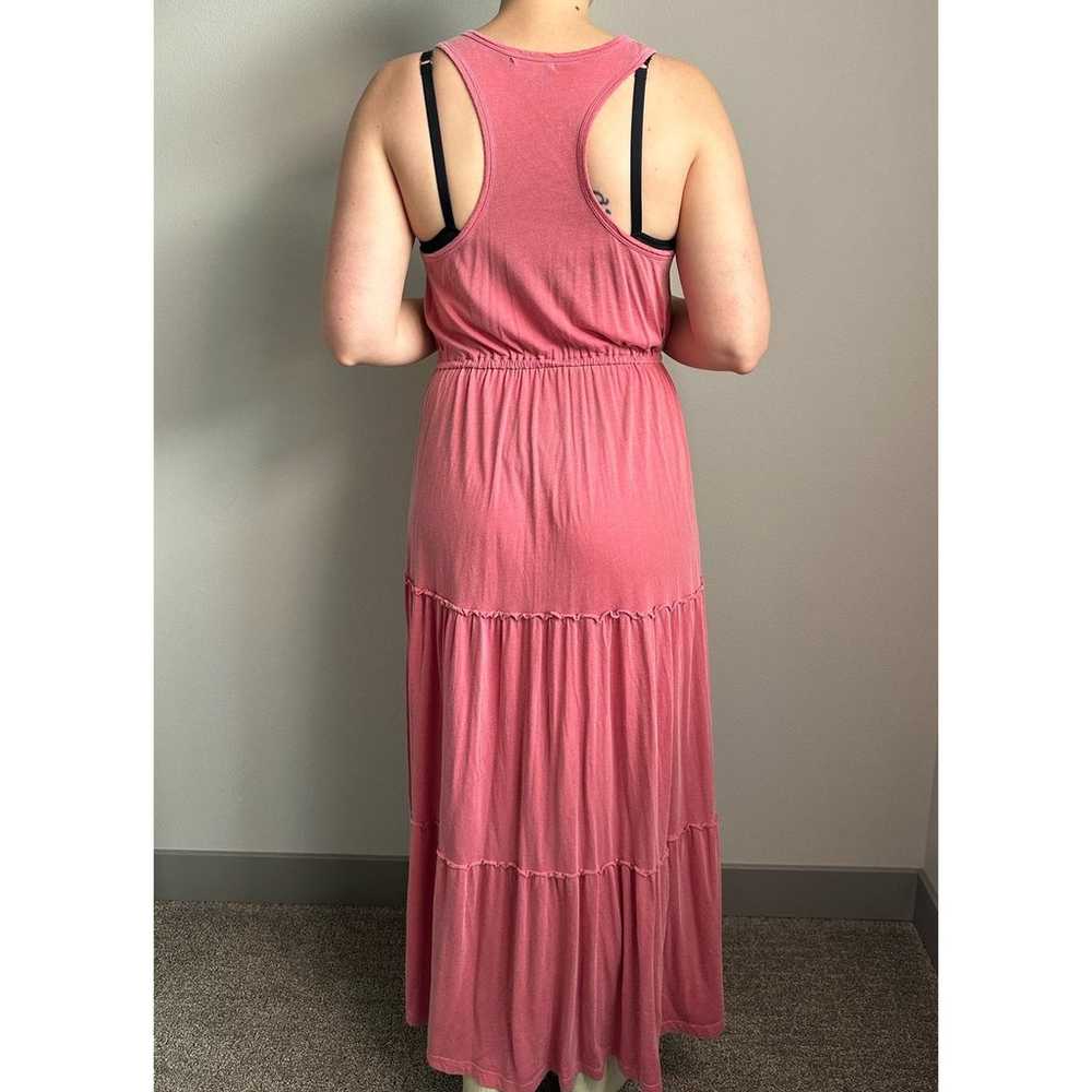 Sundry Pink Tiered Cotton Blend Maxi Dress Size L… - image 2