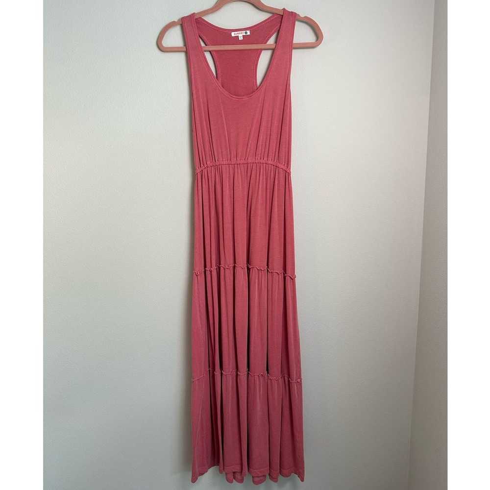 Sundry Pink Tiered Cotton Blend Maxi Dress Size L… - image 3