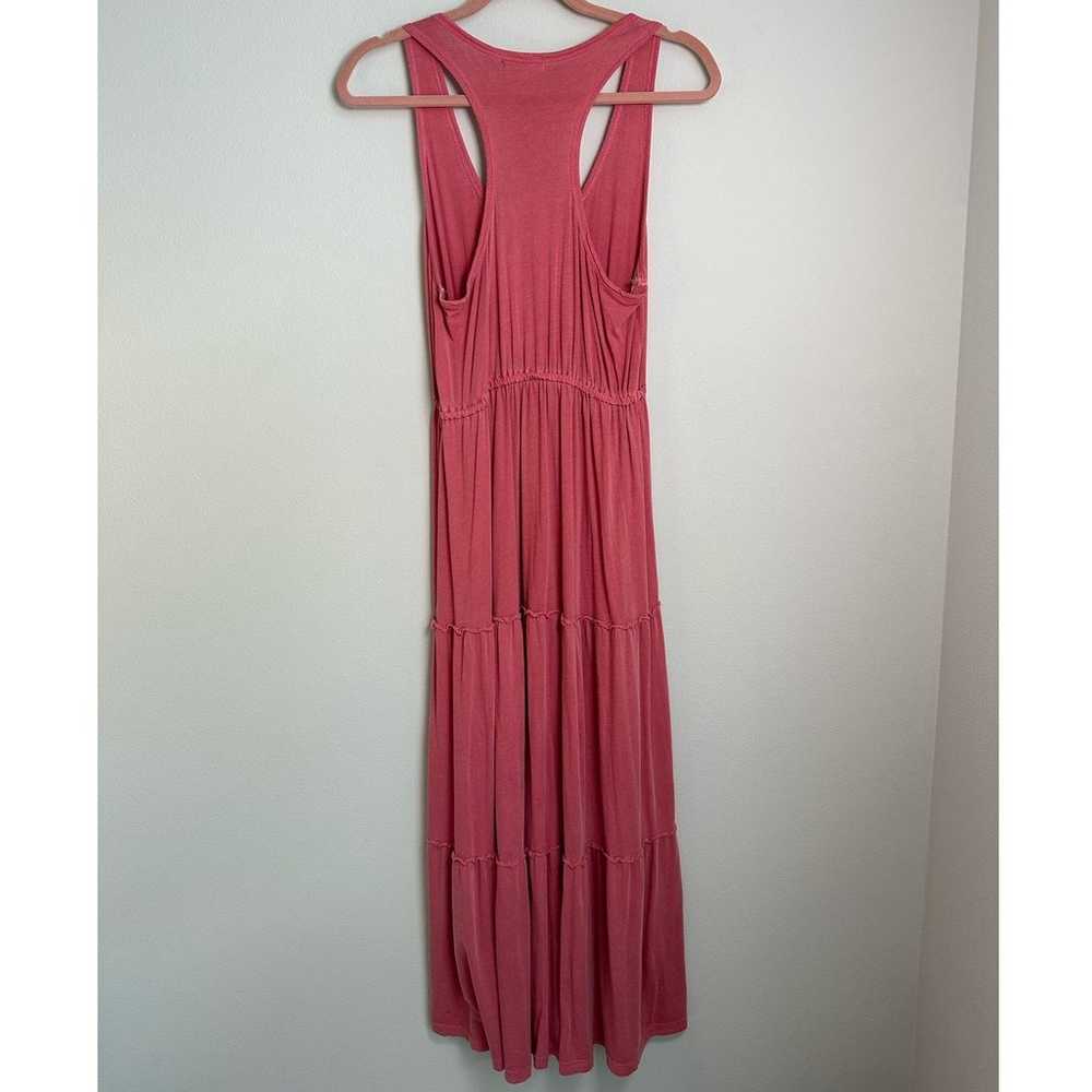 Sundry Pink Tiered Cotton Blend Maxi Dress Size L… - image 4