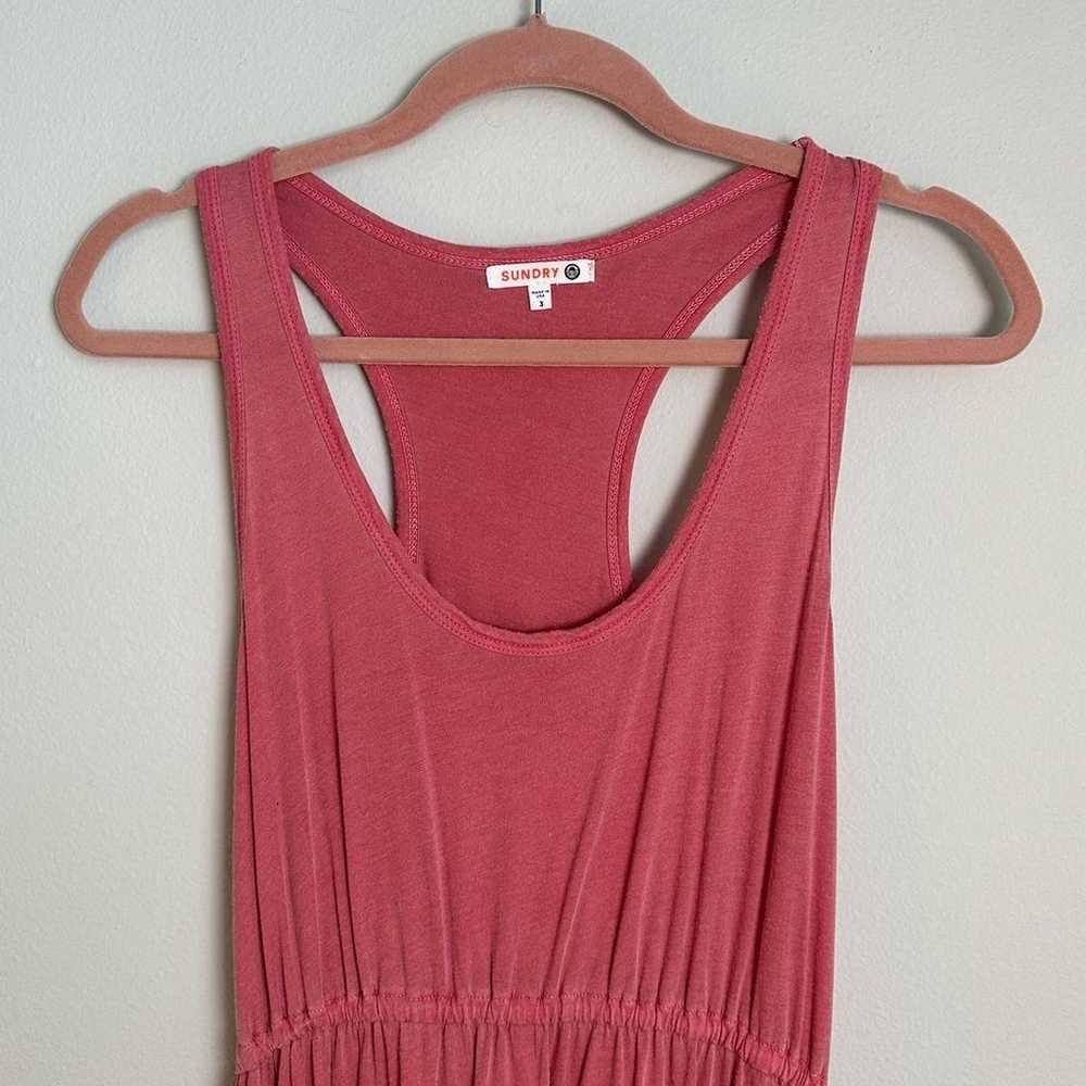 Sundry Pink Tiered Cotton Blend Maxi Dress Size L… - image 5