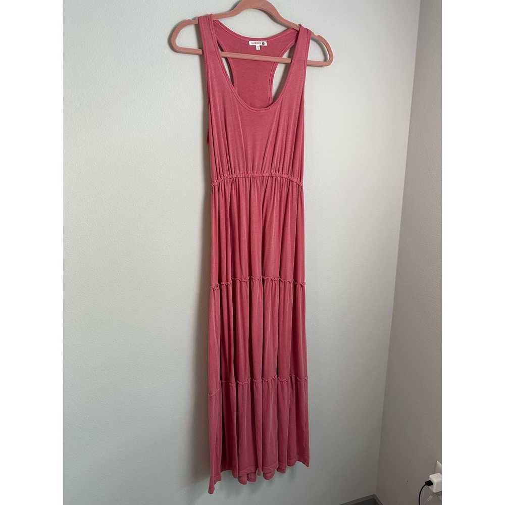 Sundry Pink Tiered Cotton Blend Maxi Dress Size L… - image 9