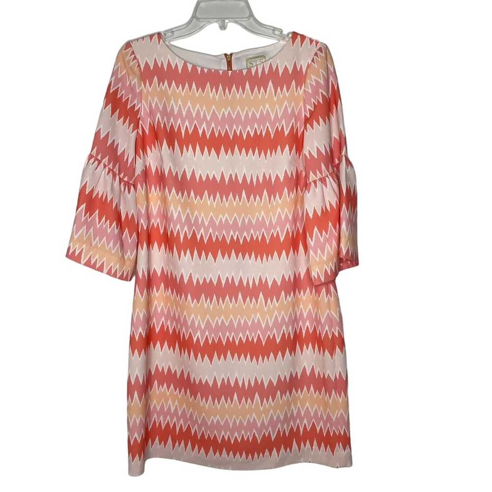 Sail to Sable Coral Zig Zag Print Bell Sleeve Dre… - image 1