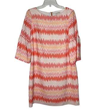 Sail to Sable Coral Zig Zag Print Bell Sleeve Dre… - image 1