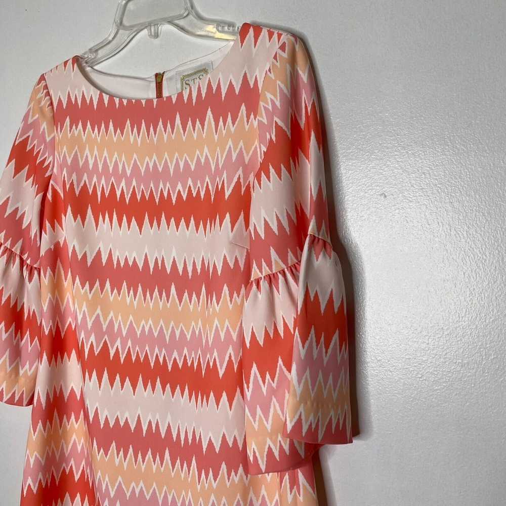 Sail to Sable Coral Zig Zag Print Bell Sleeve Dre… - image 2