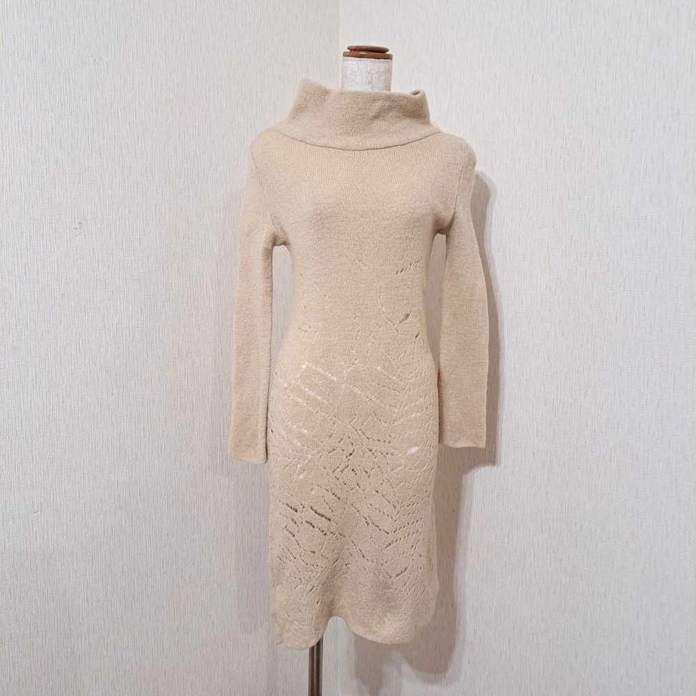 Sybilla [M] High Neck Knit Dress Beige Type Sheer… - image 1