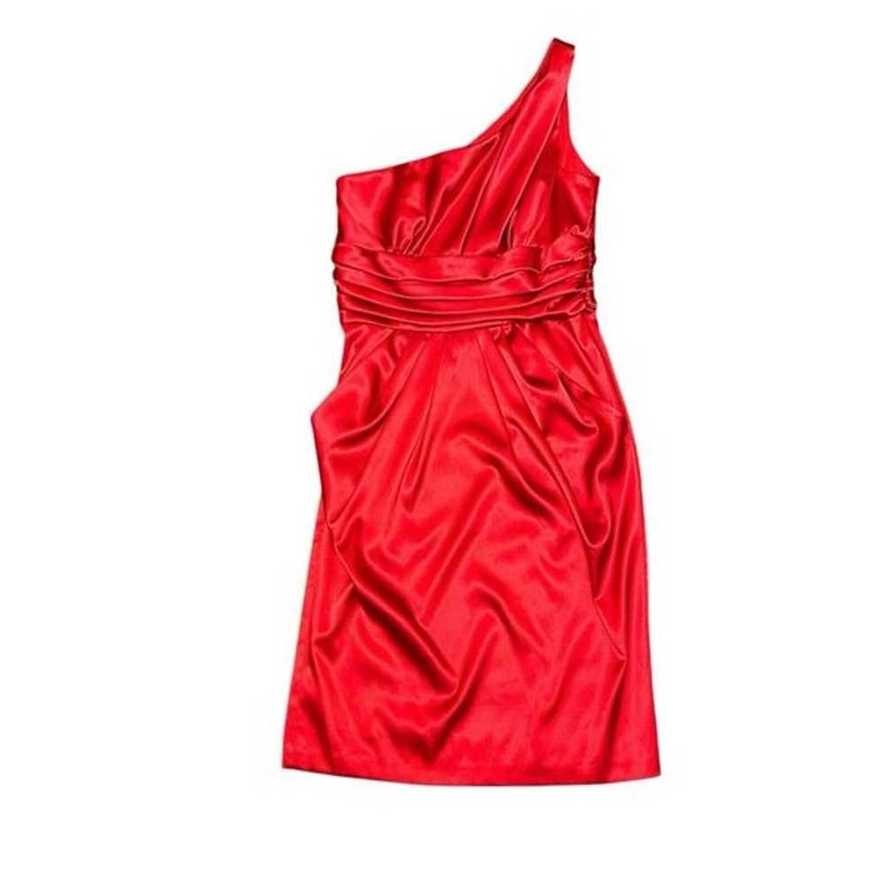 Betsey & Adam One Shoulder Red Mini Dress Front P… - image 1