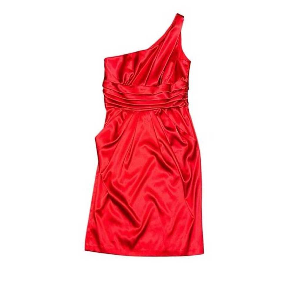 Betsey & Adam One Shoulder Red Mini Dress Front P… - image 2