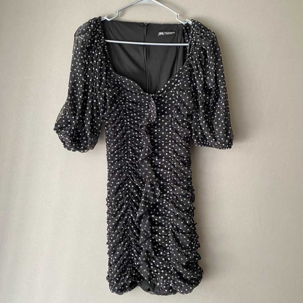 Zara sz M polka-dot mini body con dress - image 3