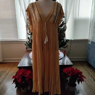 Free People BoHo embroidery detailed orange dress - image 1