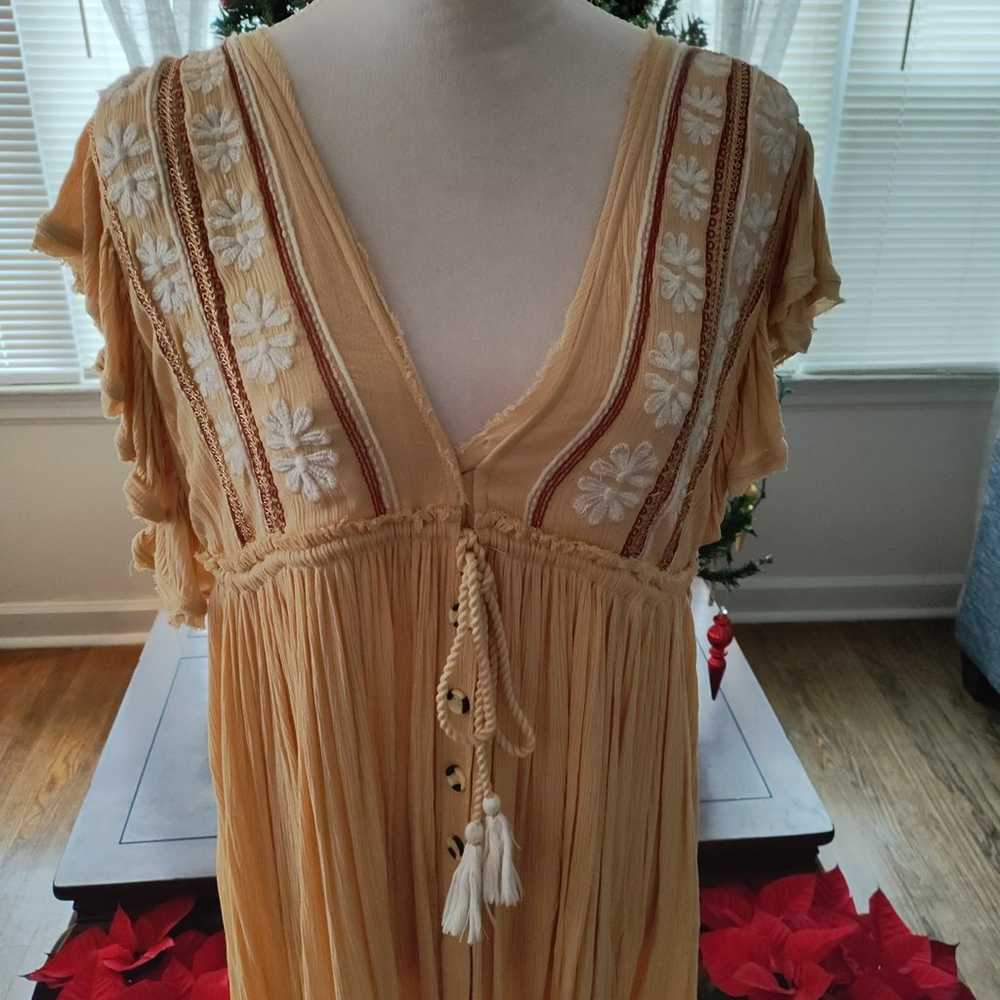 Free People BoHo embroidery detailed orange dress - image 2