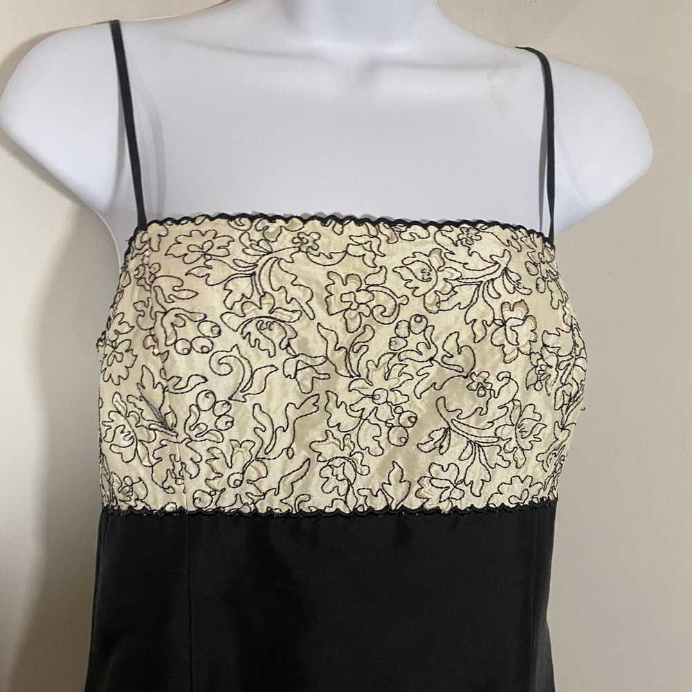 Ann Taylor Vintage 100% Silk Dress Black Cream Em… - image 2