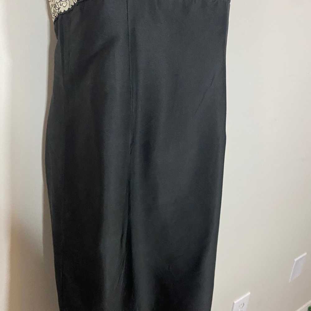 Ann Taylor Vintage 100% Silk Dress Black Cream Em… - image 4