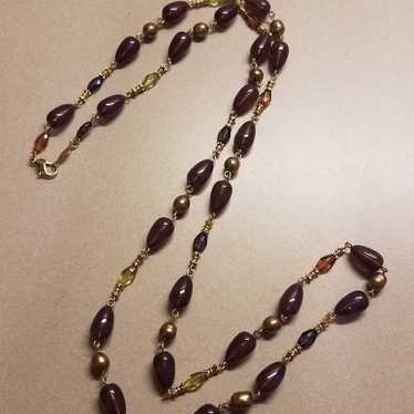 Vintage Liz Claiborne gold tone beaded necklace