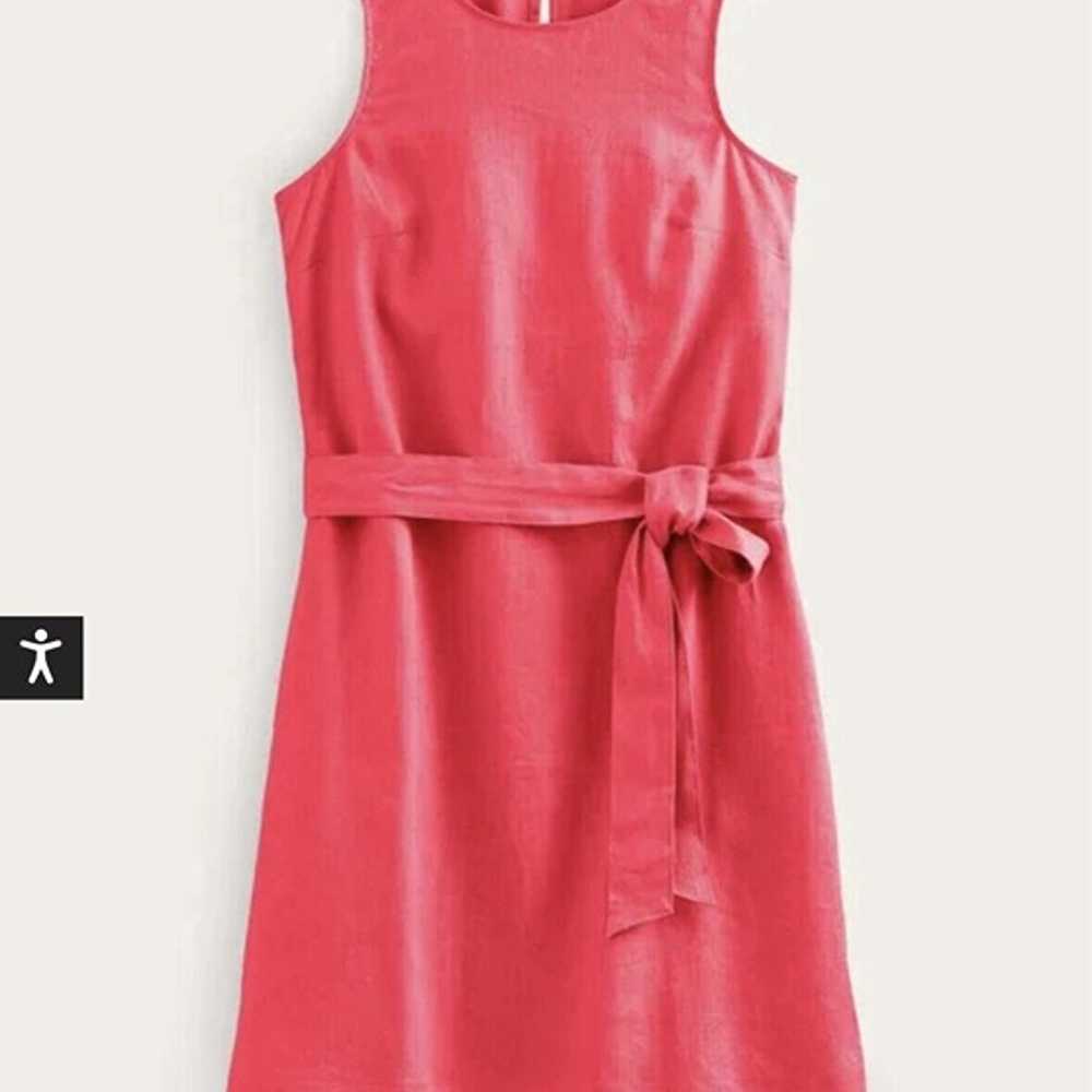 Boden linen notch neck dress sheath hot pink oran… - image 1