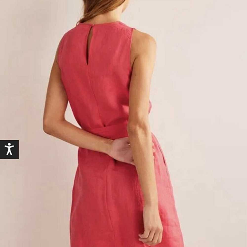 Boden linen notch neck dress sheath hot pink oran… - image 3