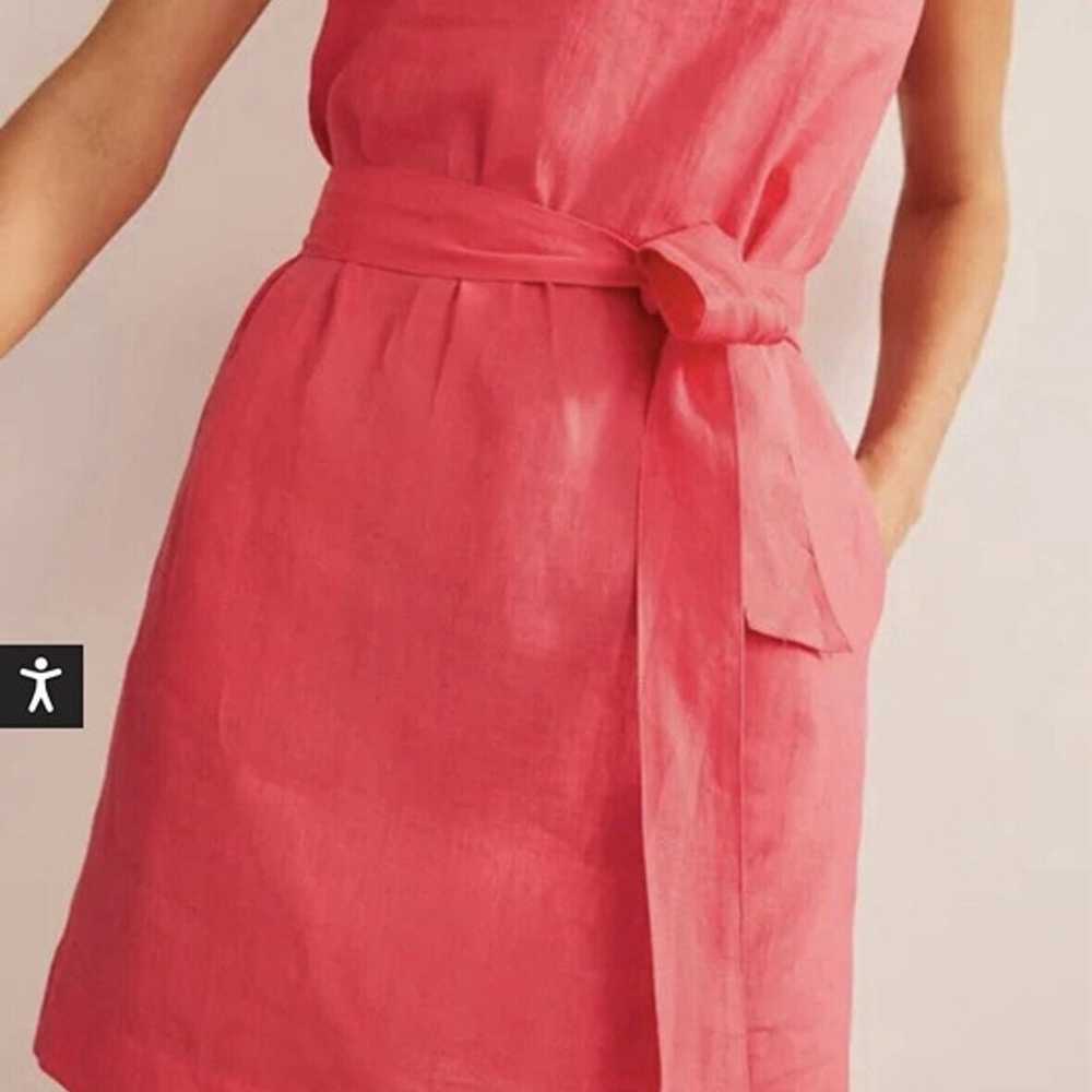 Boden linen notch neck dress sheath hot pink oran… - image 4