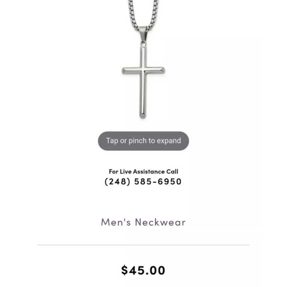 Silvertone Cross Pendant Necklace 21 Inches - image 9